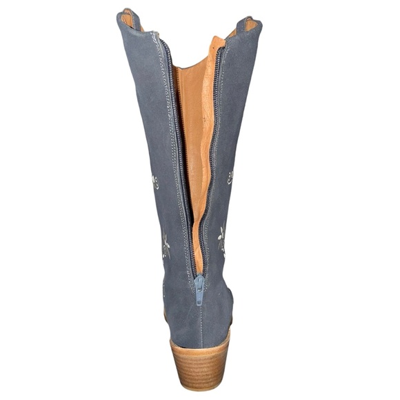 Agave Sky Jasmine Cowgirl Blue Grey w/Cream Stitch Mid-Calf Suede Boot Size 8.5 - Picture 8 of 16